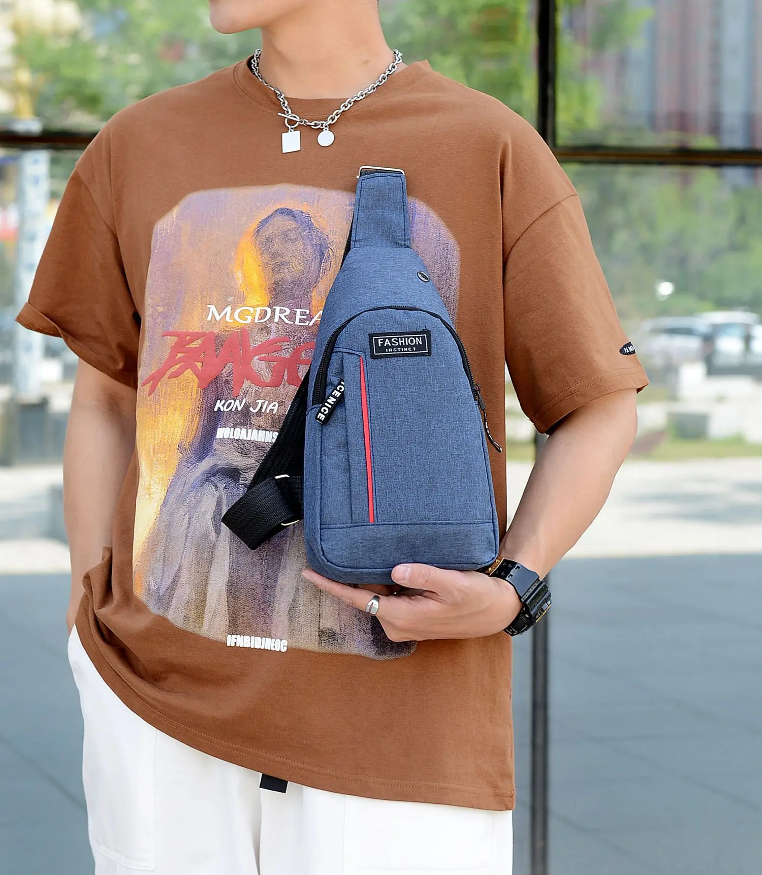 Men Crossbody Shoulder Bag Zipper Waist Chest Bag Casual Travel Messenger  Pack Shoulder Sling Work Bag Streetwear Bag