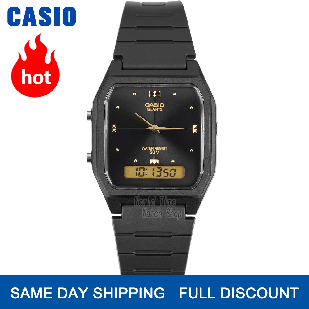 Casio часы золотые мужчины лучший бренд класса люкс двойной дисплей