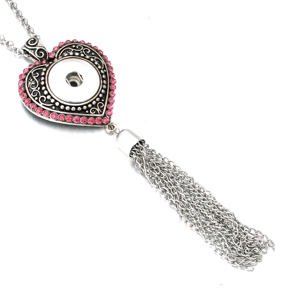 Новинка, ювелирное изделие, Ретро стиль, Длинная кисточка, оснастка, ожерелье, подходит для 18 мм, кнопки, металлическая длинная цепочка, ожерелье для женщин - Окраска металла: ZG277E
