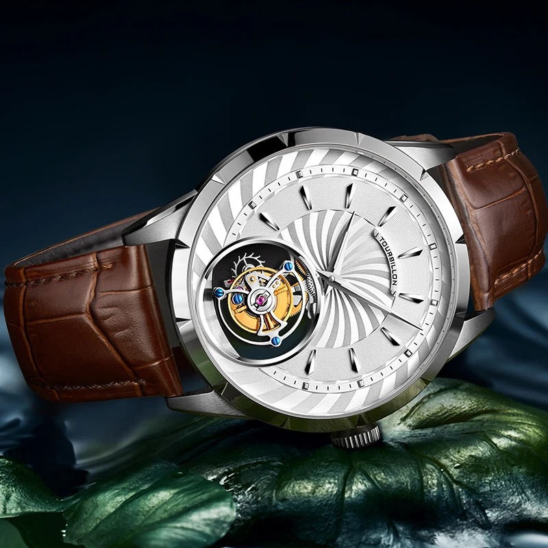 Guanqin настоящие часы с турбийоном, мужские механические часы со скелетом,, Топ бренд, Роскошные водонепроницаемые деловые часы, Reloj hombres