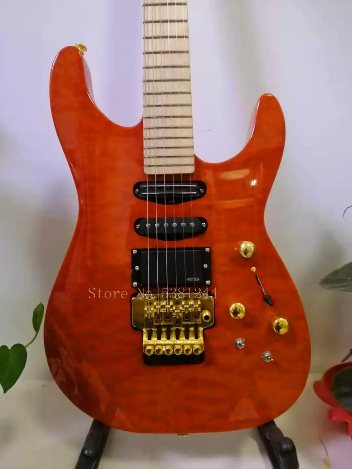 Гитарная гитара, цвет наранья, personalizada de fabrica con Floyd Rose, 3 pastillas, sin entramado, herrajes dorados, chapa de