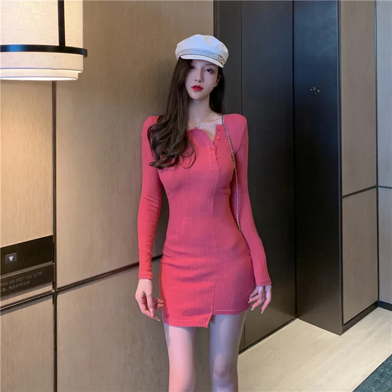 

Net Price Photo Shoot 7049 # Elegant French Irregular Dress Knit Waist Hugging Winter New Style Popular Skirt Women's