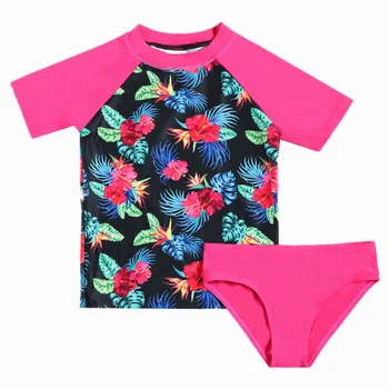 

Children's Two-Piece Swimsuit Short Sleeve Set Sunscreen Surfing Suit Girls CUHK GIRL