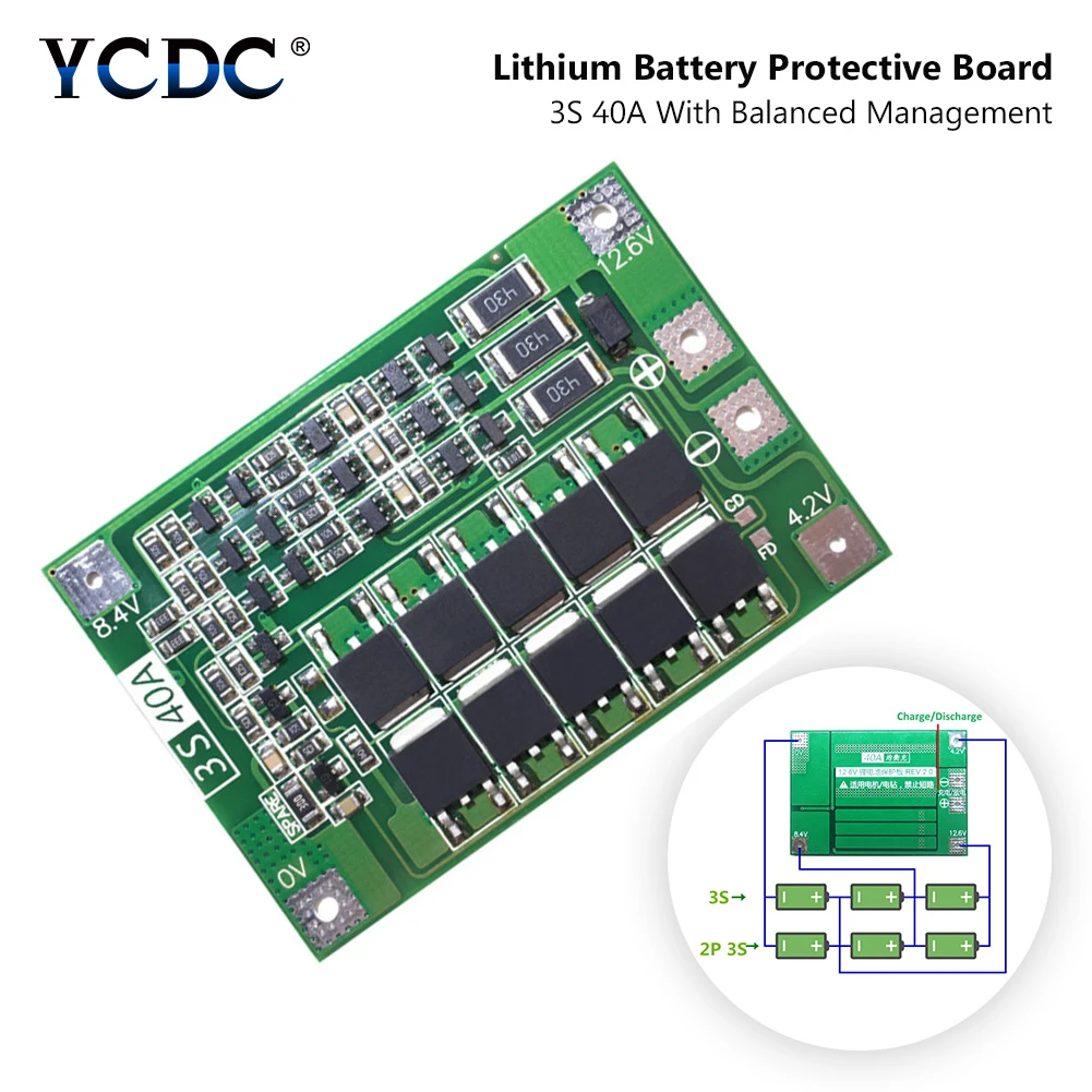 3 S 40 A BMS 11.1 V 12.6 V 18650 Lithium Battery protection board avec équilibrage C3I2 3 S 40 A BMS 11.1 V 12.6 V 18650 Lithium Battery protection board avec équilibrage C3I2