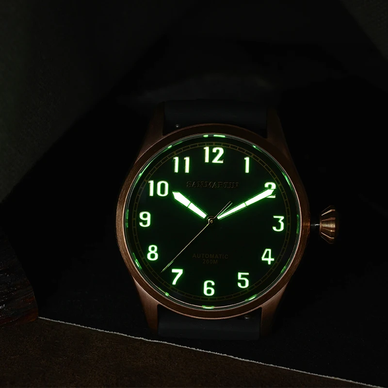 San Martin SN043 новые мужские автоматические часы модные бронзовые часы для дайвинга 300 м водонепроницаемые сапфировые Автоматические наручные часы для пилотов