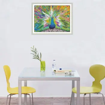 

Peacock DIY Handmade Needlework Counted 14CT Printed Cross Stitch Embroidery Kit Set Home Decoration Q6PE