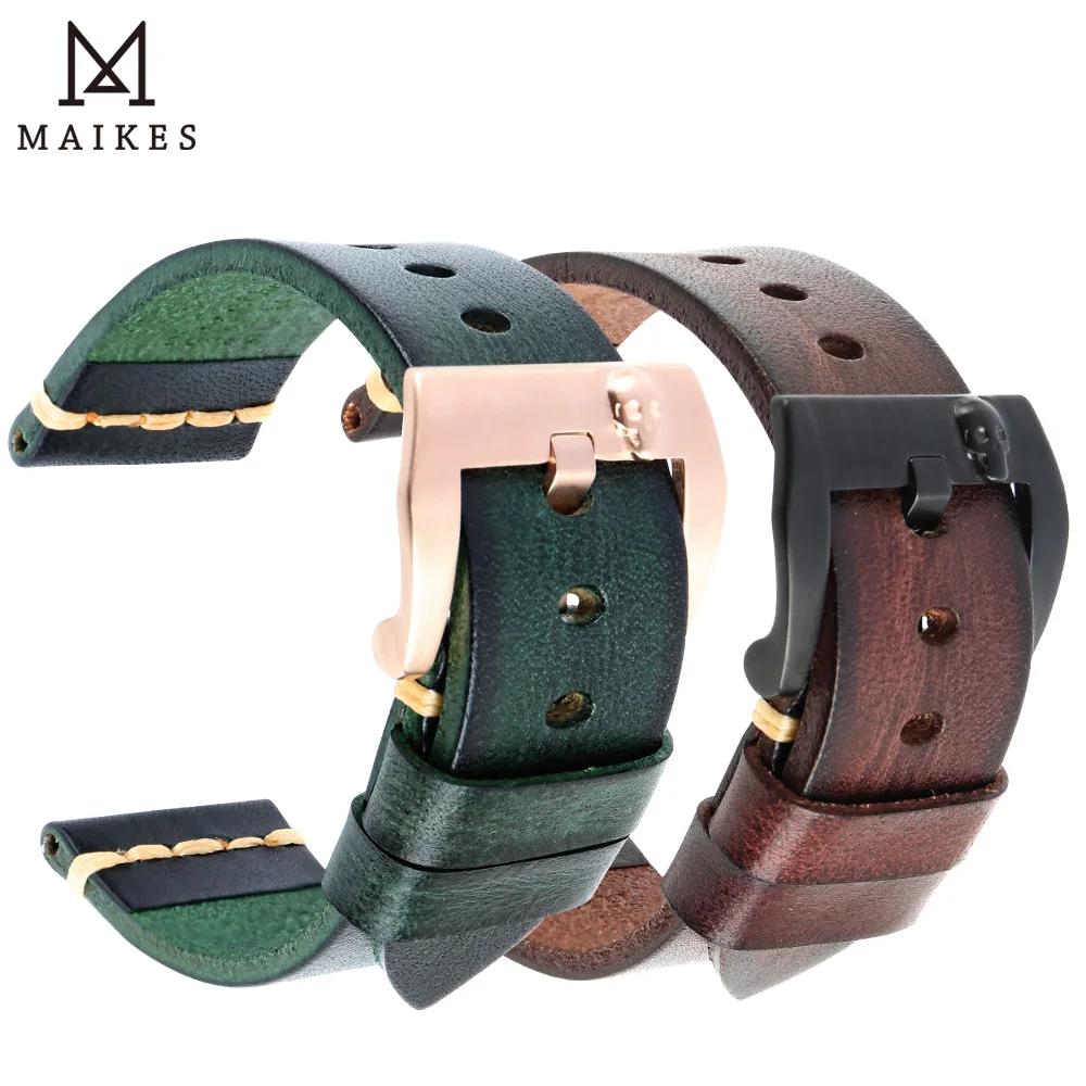 Maikes Watch Accessories Genuine Leather Watchband 20mm 22mm For Samsung Gear s3 Replacement 18mm PUNK Watch Strap Bracelets