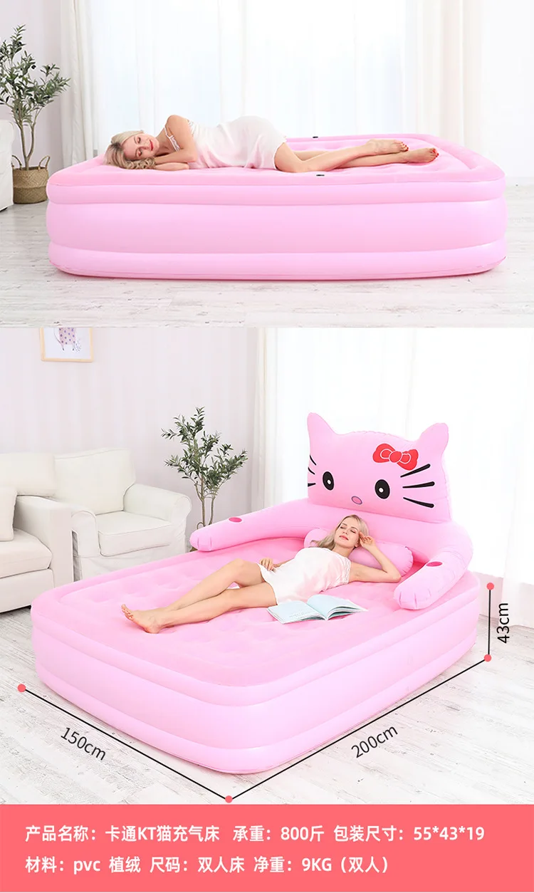 Надувная кровать, толстый надувной матрас, домашний двойной портативный, односпальная воздушная кровать, простая мультяшная складная кровать
