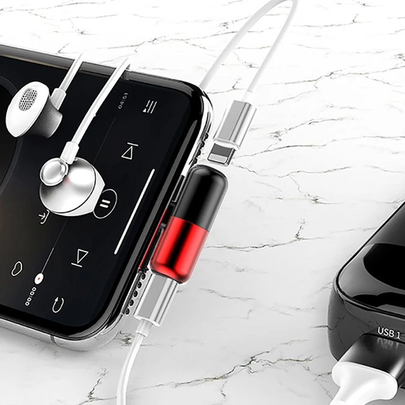 2 в 1 разветвитель для Iphone X/Xs Max/Xr/8/8 Plus/7/7plus/переходник для наушников Наушники ключ-соединитель