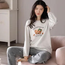 Fdfklak Cartoon Cute Pajamas For Women 100% Cotton Nightwear Set New 2022 Spring Autumn Home Clothing Pijama Mujer 14 Styles