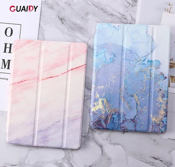 

Simple Case For iPad Air 2017 A1823 2018 A1954 Mini 1 2 3 4 Pro 9.7 10.5 Marble Grain Auto Sleep Wake Anti Fall Silicone Trifold