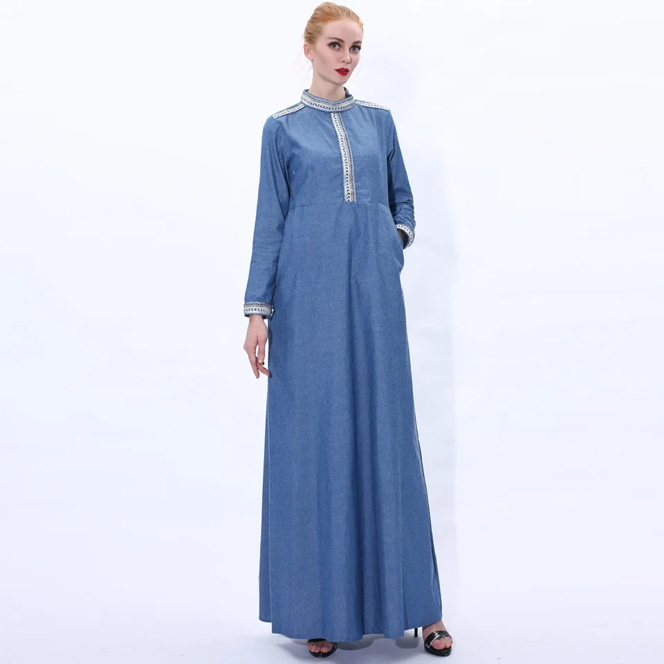 blue denim abaya