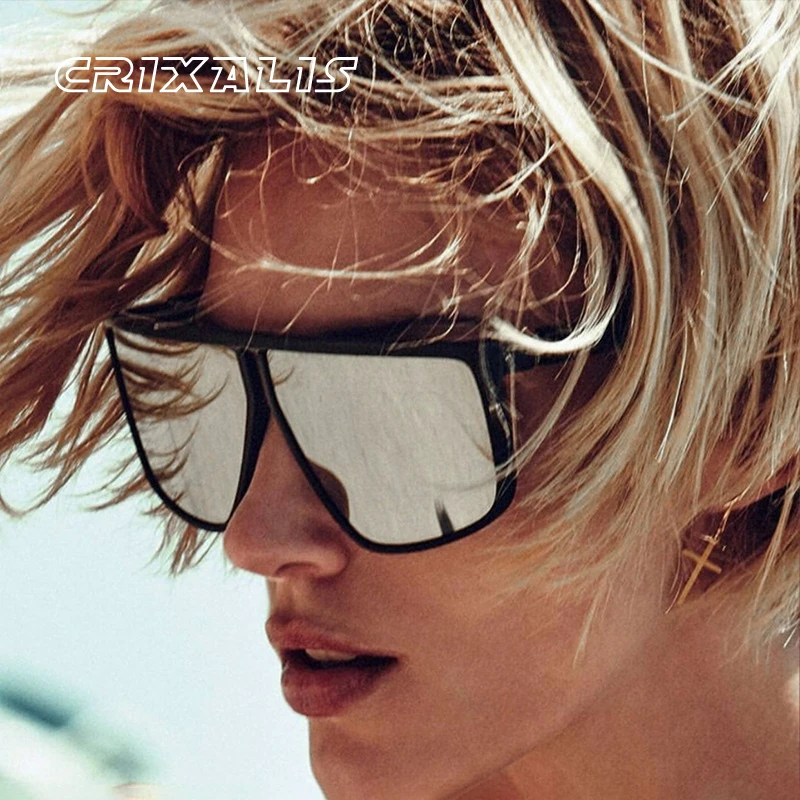 

CRIXALIS Oversized Square Sunglasses For Men Brand Anti Glare Driving Sun Glasses Women Fashion Flat Top Goggles Male UV400