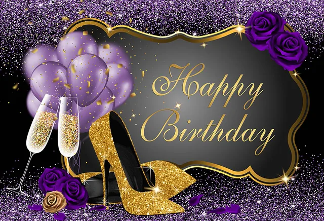 Women S Birthday Party Backdrop Rose Shiny Sequin High Heels Champagne Backdrop Adults Women Happy 30th 40th 50th Birthday Decor Background Aliexpress
