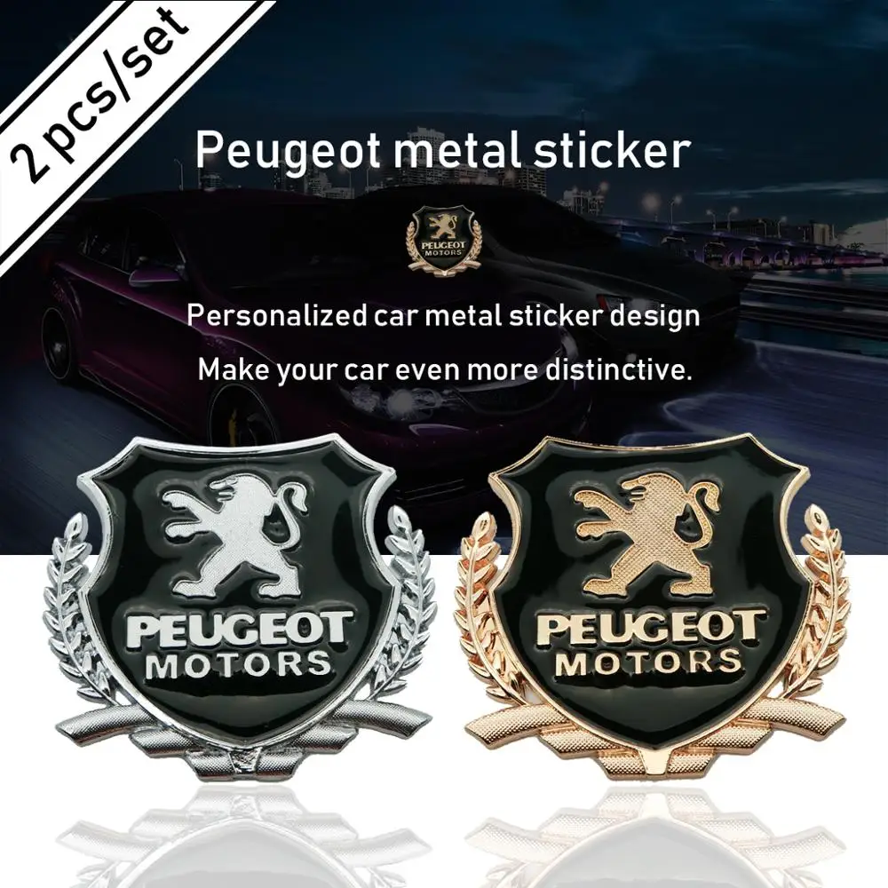 

2pcs 3D Metal Car Styling Side Door Badge Stickers Side Window Emblem Decals For Peugeot 307 206 308 207 406 407 408