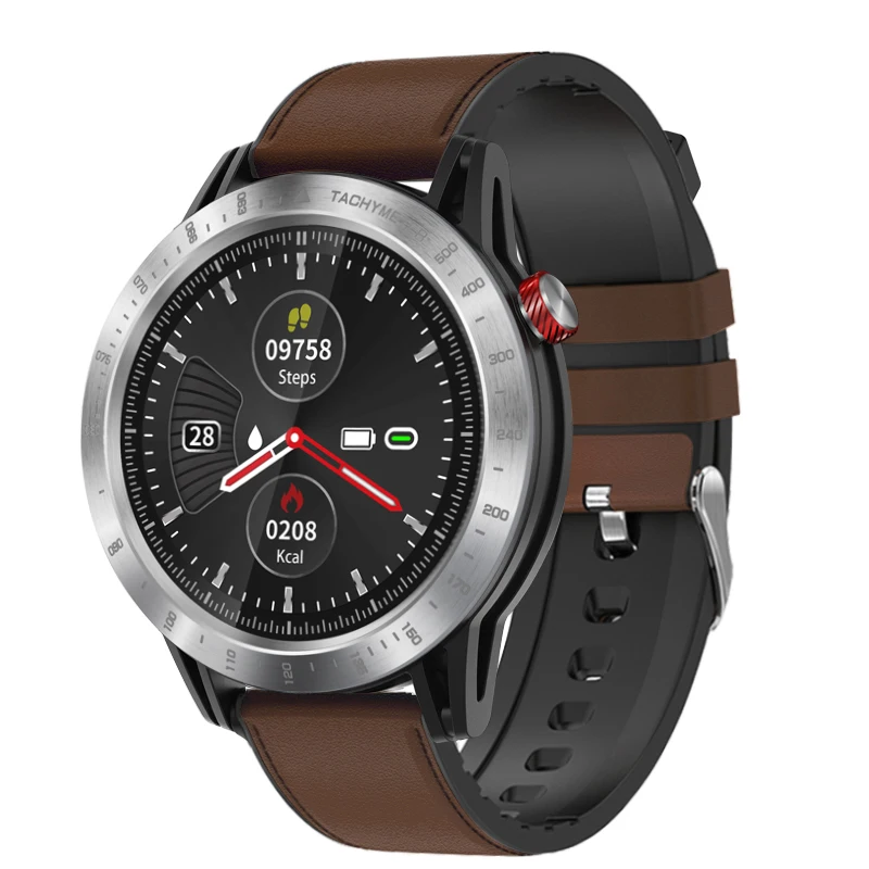 S-Brown Leather Время владельца крест мульти циферблаты IP68 Водонепроницаемые Смарт часы мульти спортивные режимы звонки напоминание полный сенсорный экран Шагомер - Цвет: S-Brown Leather