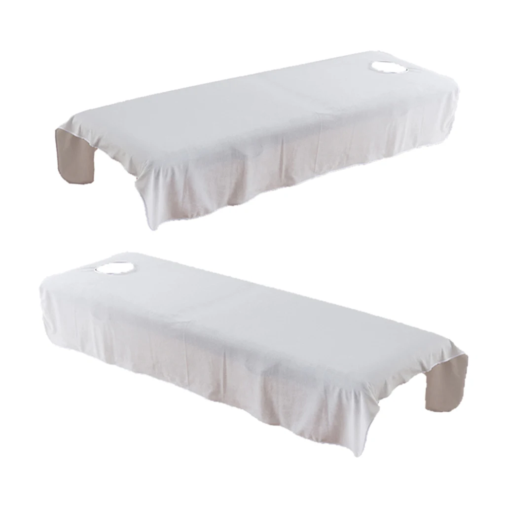 2pcs Flannel Massage Table Sheet Velvet Beauty Bed Cover with Face Hole 