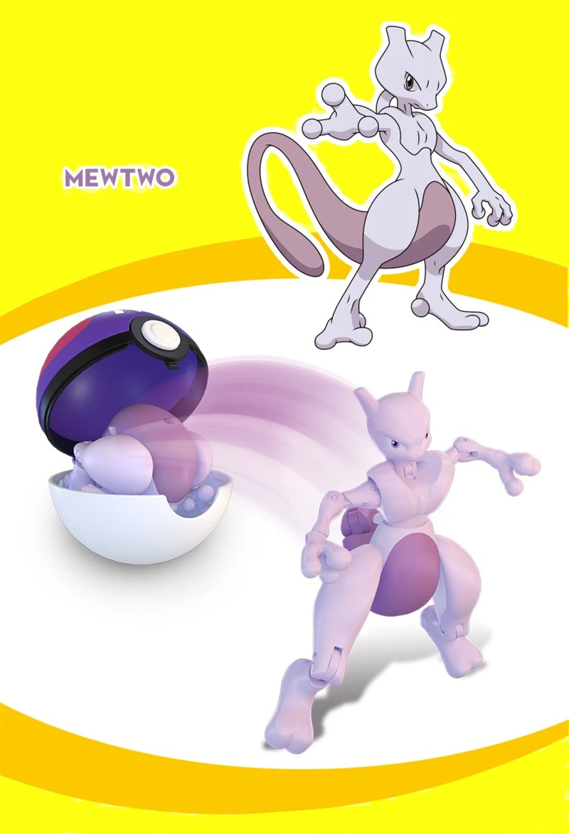 Genuine Pokemon Box Set Pocket Monster Pokeball Deformation Toys Pikachu Venusaur Charizard Gyarados Mewtwo Anime Figure Model