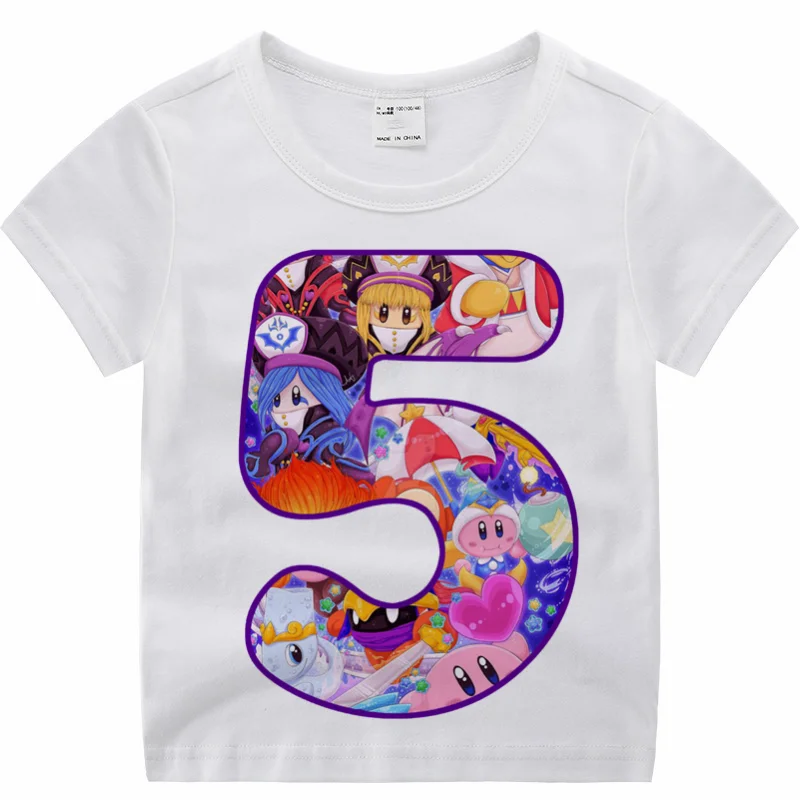 P251-5-white Детская футболка с надписью «Kirby Star Allies» на день рождения Детская футболка с короткими рукавами для дня рождения Детские маски подарок на день рождения дропшиппинг - Цвет: P251-5-white