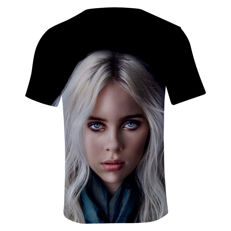 Новая модная 3D футболка Billie Eilish, женские и мужские топы с коротким рукавом,, 3D футболка Billie Eilish, повседневные Черные футболки для девочек
