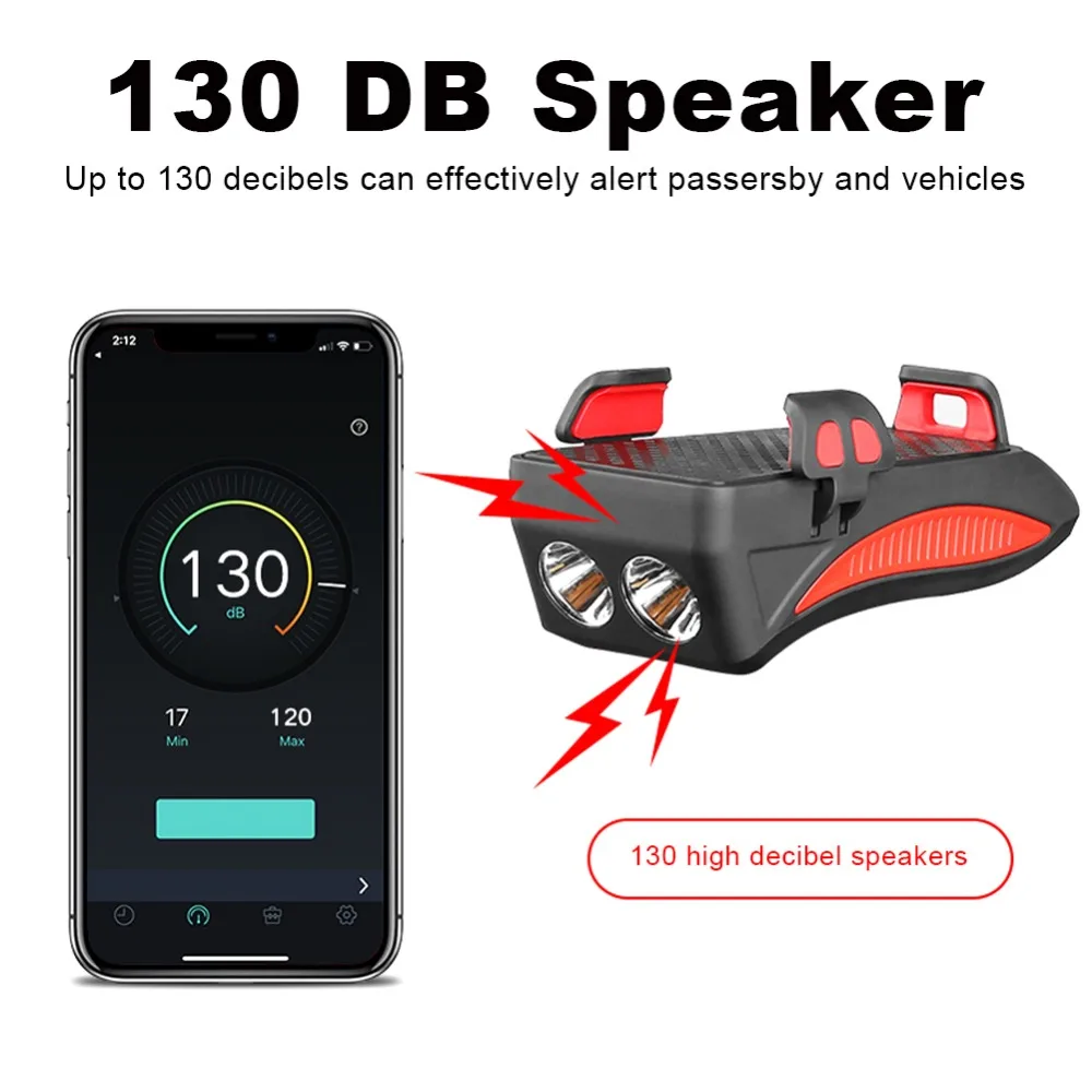 3 In 1 Multifunctional Bicycle Mobile Phone Stand USB Rechargeable Power LED Charging Handlebar Bracket