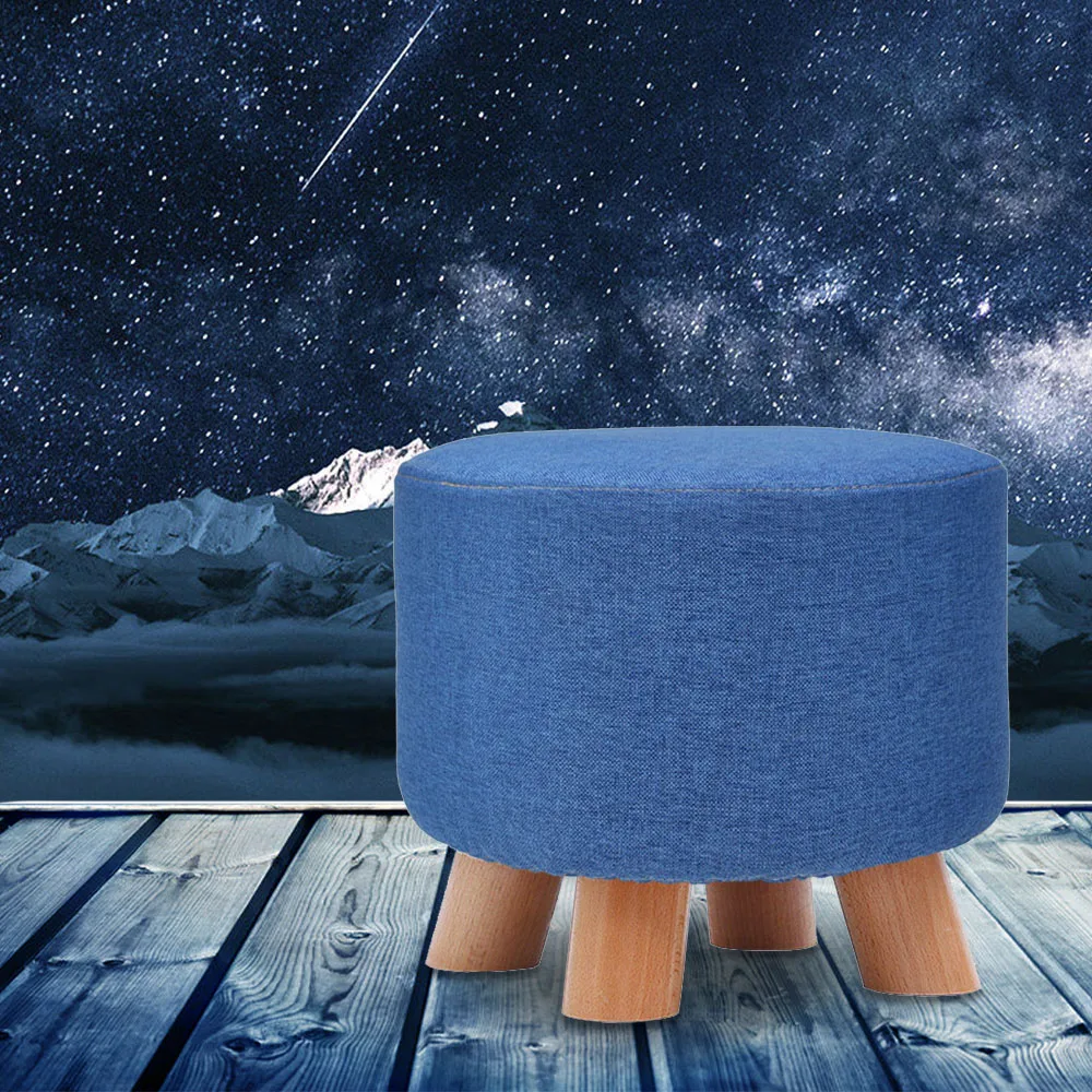 

Hot Pouf Round Fabric Creative Solid Wood Thickened Footstool Padded Foot Rest Folding Storage Seat Stool with Removable Cover