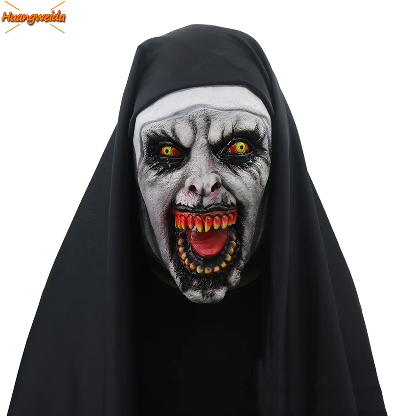 korku rahibe kostum predato lateks maske cadilar bayrami kostum kadin icin korkunc rahibe cosplay olum yiyen maskesi yetiskinler icin parti cosplay