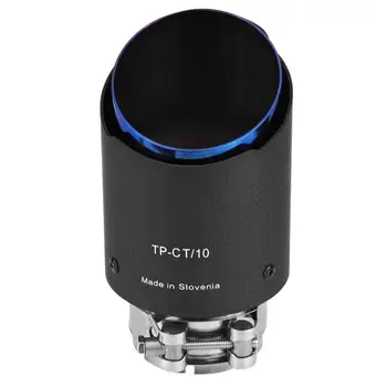 

New Carbon Fiber Tail Throat Blue Straight Edge 63-89mm Single Carbon Fiber Car Exhaust Pipe Muffler End Tip Tailpipe