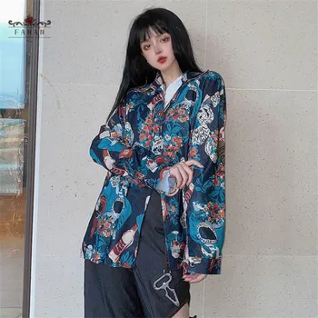

Women' Shirt Loose Casual Long Sleeve Blouse for Female Harajuku Autumn Fashion Trend Printing Sunscreen Shirt Lady Outer Wear