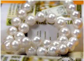 

100% AAA natural pearl Fine jewelry necklace round white sweater chain 10-11mm 925 Silver clasp