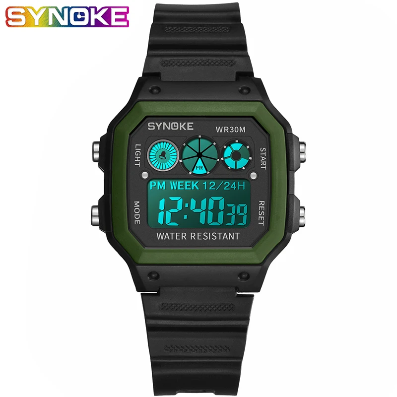 9029 army green SYNOKE для женщин мужчин квадратные часы золото Дамы Ретро светодиодный G цифровые спортивные наручные часы электронные шок девушка часы Relogio Feminino - Цвет: 9029 army green