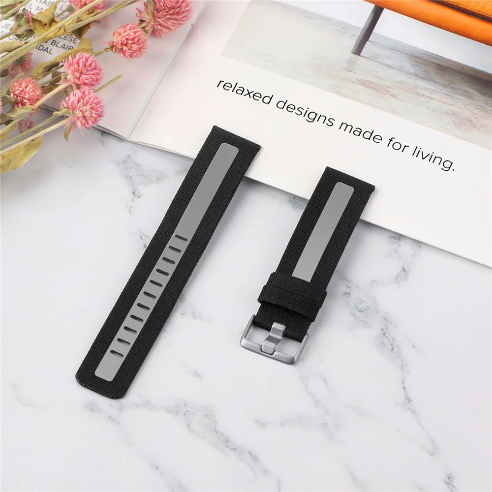 Black Silver Сменный спортивный ремешок для часов Ремешок Для Fitbit Versa/Versa 2/Versa Lite Смарт-часы ремешок для наручных часов Браслет для Fitbit Versa2 - Цвет: Black Silver