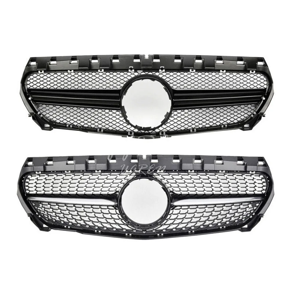 

Fit for Mercedes Benz CLA-Class W117 2013 2014 2015 13-15 Front Grille Diamond Black AMG Silver