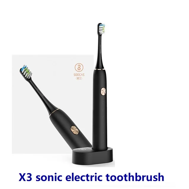 SOOCAS X3 звуковая зубная щетка электрическая Xiaomi Mijia зубная щетка ультразвуковая Автоматическая модернизированная USB заряжаемая для взрослых Водонепроницаемая IPX7 - Цвет: black