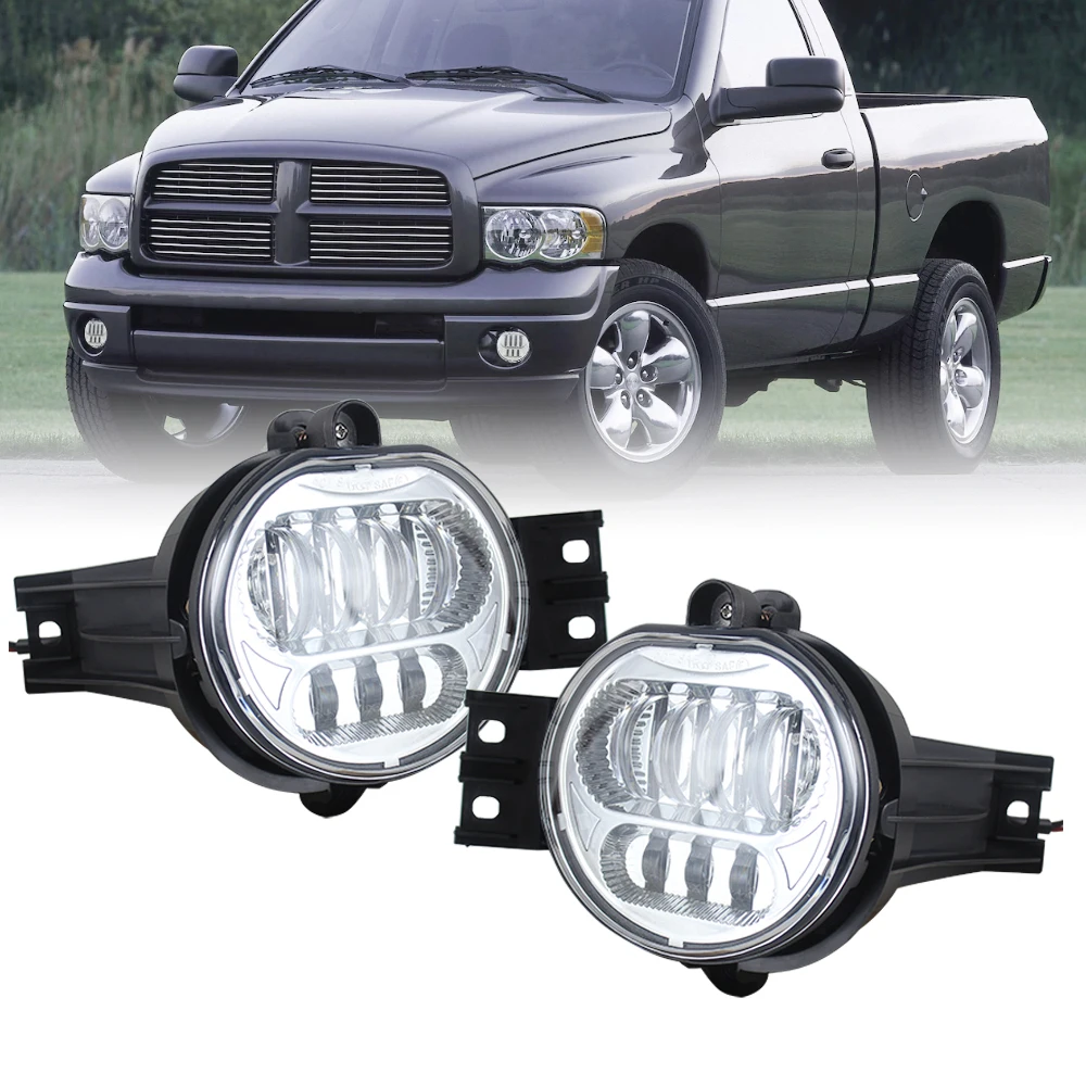 

Chrome LED Fog Light Auxiliary Lamp 63w Fit For 2003 2004 2005 2006 2007 2008 2009 Car Ram 1500-3500