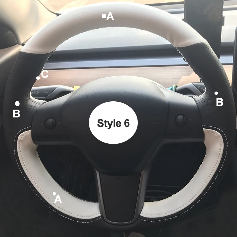 DIY ручной пошив чехол рулевого колеса автомобиля замша Корова кожа Volant оплетка на руль для Tesla модель 3