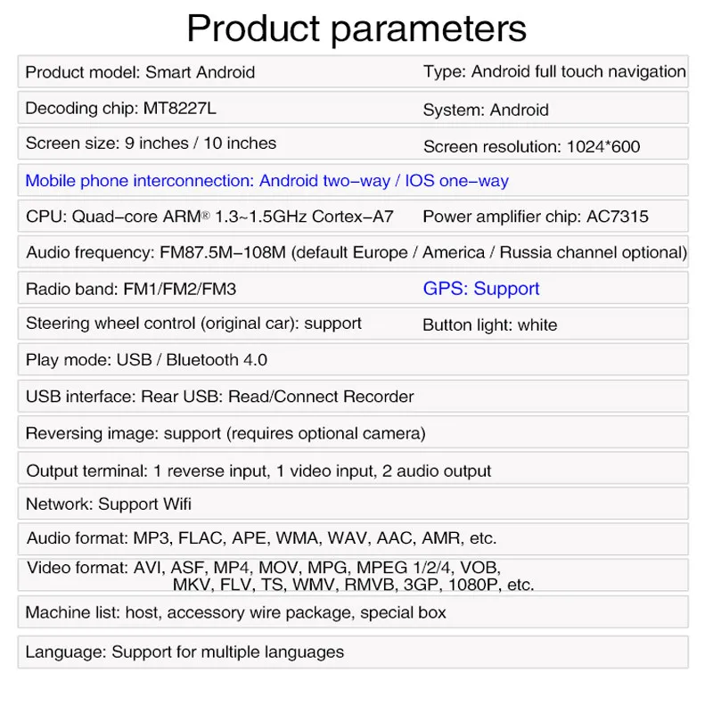 Mirror Link 2 Din Car Radio Android 8.1 Car Multimedia Player GPS Auto Stereo For Mercedes Benz B B