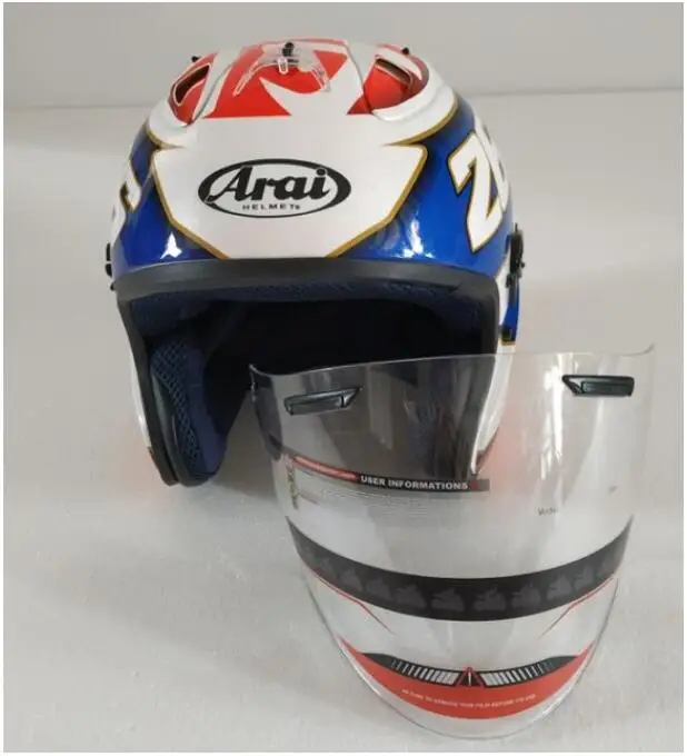 Arai R3 шлем мотоциклетный шлем с открытым мотокроссом размер шлема: S M L XL XXL, Опционный трехцветный объектив 26 - Цвет: Transparent