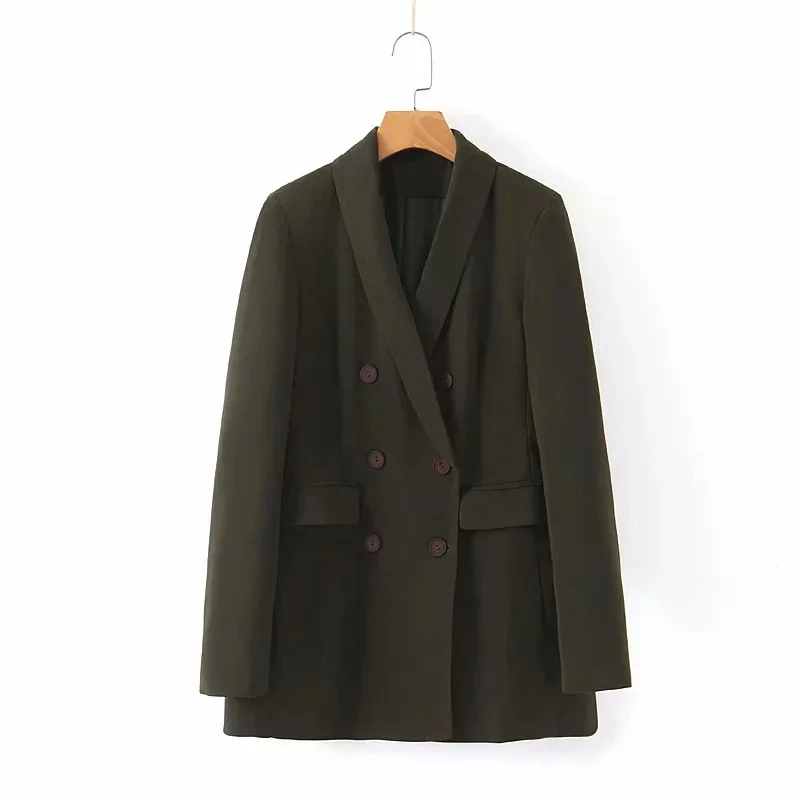 

Western Style 2019 Autumn New Style WOMEN'S Dress Versatile Slimming Solid Color Loose-Fit French Double Breasted Suit Jacket I