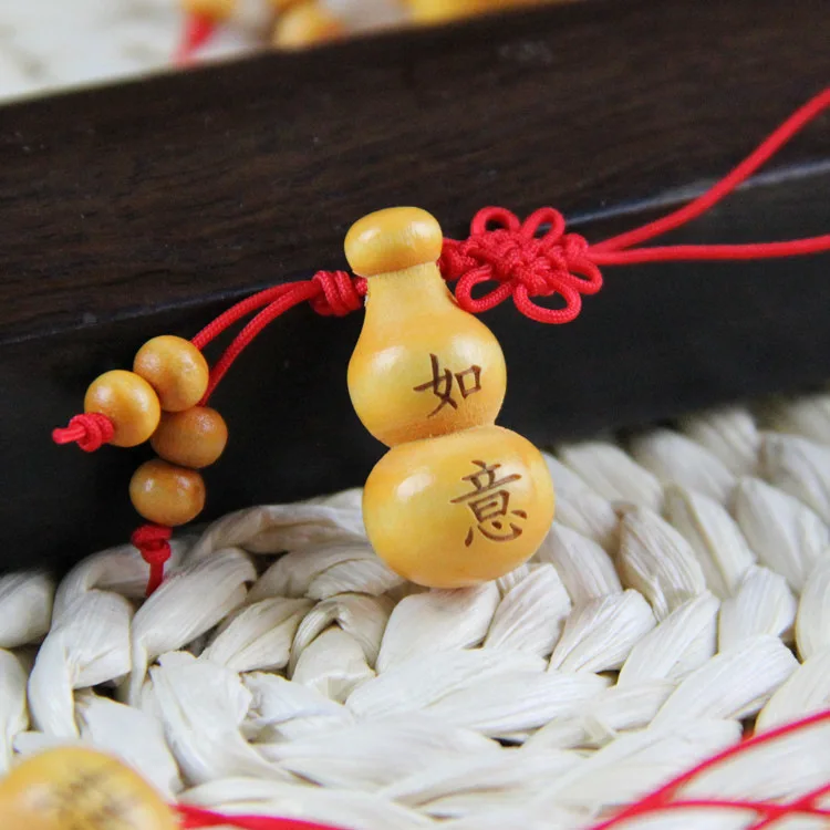 Персиковый деревянный брелок Подвеска сумка «Lucky gourd» орнамент приносит ключ безопасности орнамент кулон маленькие аксессуары из горлянки
