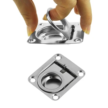 

Stainless Anti-rattle Flush Pull Rings - Boat Hatch Cabin Drawer Lifting Handle
