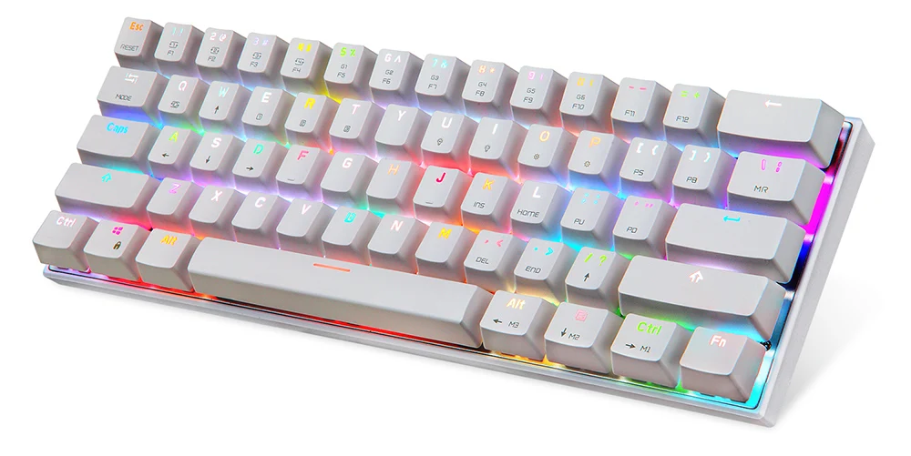 modo duplo teclado mecânico 61 teclas rgb led backlight gaming keyboard