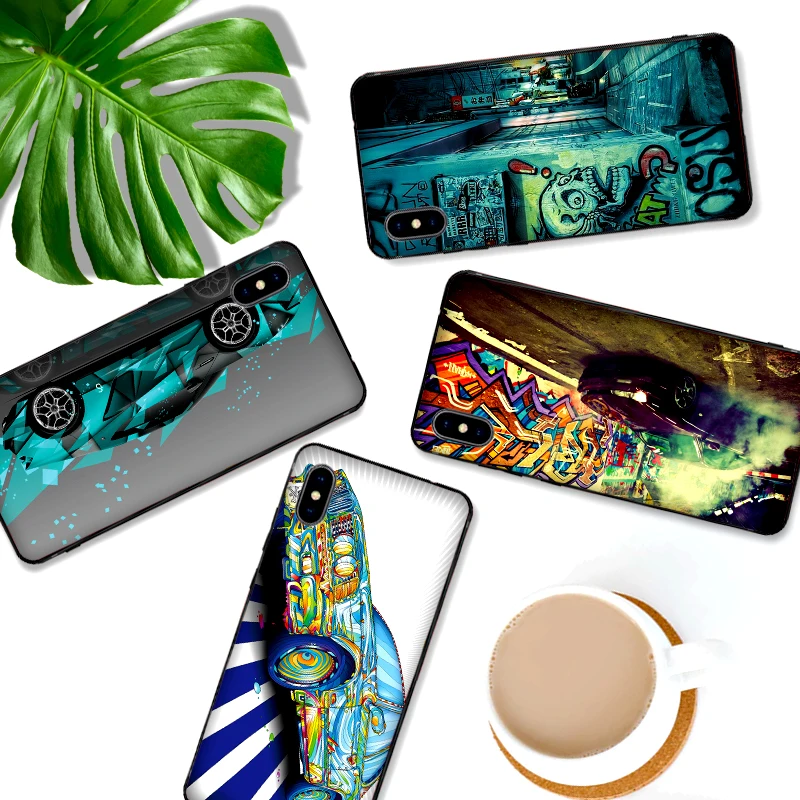 Cartoon car graffiti art For iPhone 6 6S 7 8 Plus X XS XR Max 5 5S TPU Soft Protector Phone Back Cover Case Shell | Мобильные