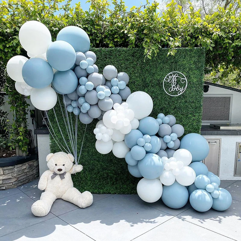 145Pcs Macaron Blue White Haze gray Balloons Garland Arch Kit Wedding Decoration Baby Shower Birthday Party Decor Supplies | Дом и сад