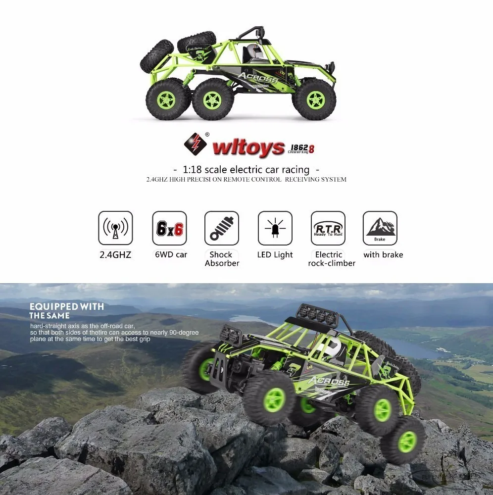 WLtoys 18628 машинка с дистанционным управлением 1/18 2,4G 6WD Электрические игрушечные машинки модель рок внедорожный гусеничный скалолазание RC багги открытый гоночный автомобиль