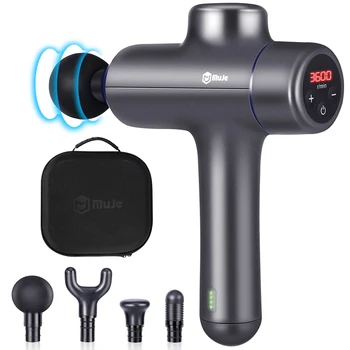 

MUJE Massage Gun With 1800-3600rpm Portable Deep Tissue Massager for Athletes, Electric Super Quiet Body Muscle Massager, Gray