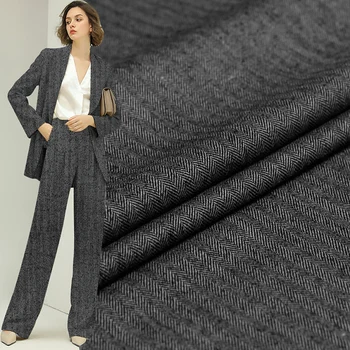 

Pearlsilk Japanese Yarn Dyed Herringbone Wool Fabrics 100%Wool Materials Autumn Women Suits Pants Sewing Cloth Freeshipping