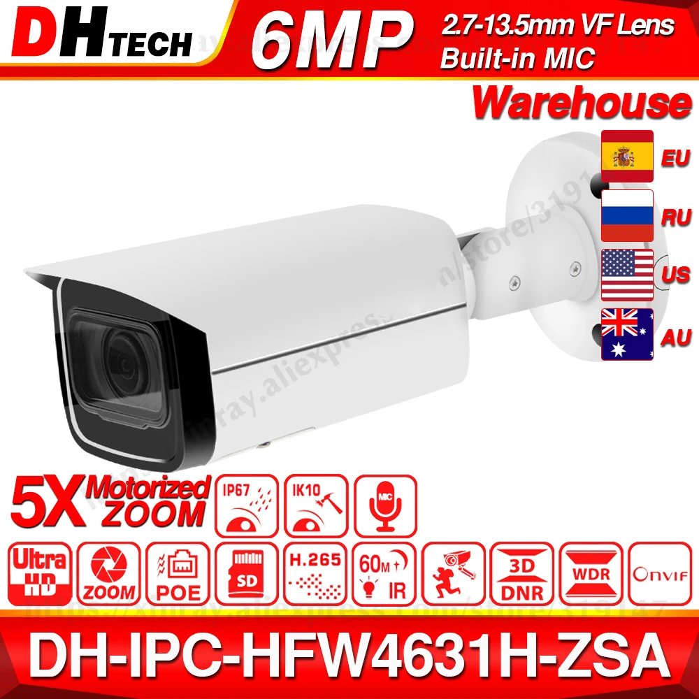  Dahua IPC-HFW4631H-ZSA 6MP IP Camera 2.7~13.5mm 5X Zoom VF Lens Upgrade from IPC-HFW4431R-Z Built-i