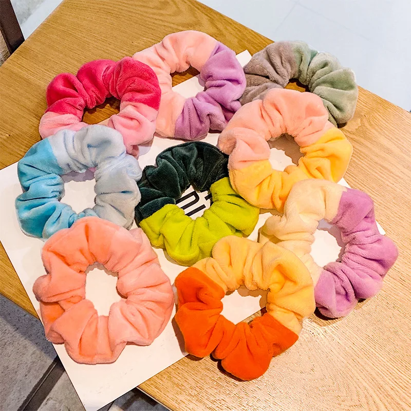 

1P Velvet Contrast Color Hair Ring Sweet Hair Rope Ponytail Holder Head Rope Hair Accessories for Women Girl Scrunchies Headwear