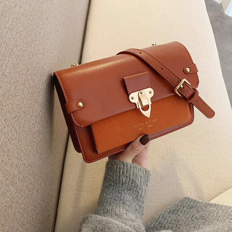 

Little Fairy Contrast Color Chain Bag Women's 2020 New Style Fashion Small Square Bag Retro Shoulder Diagonal Small Bag Envelope